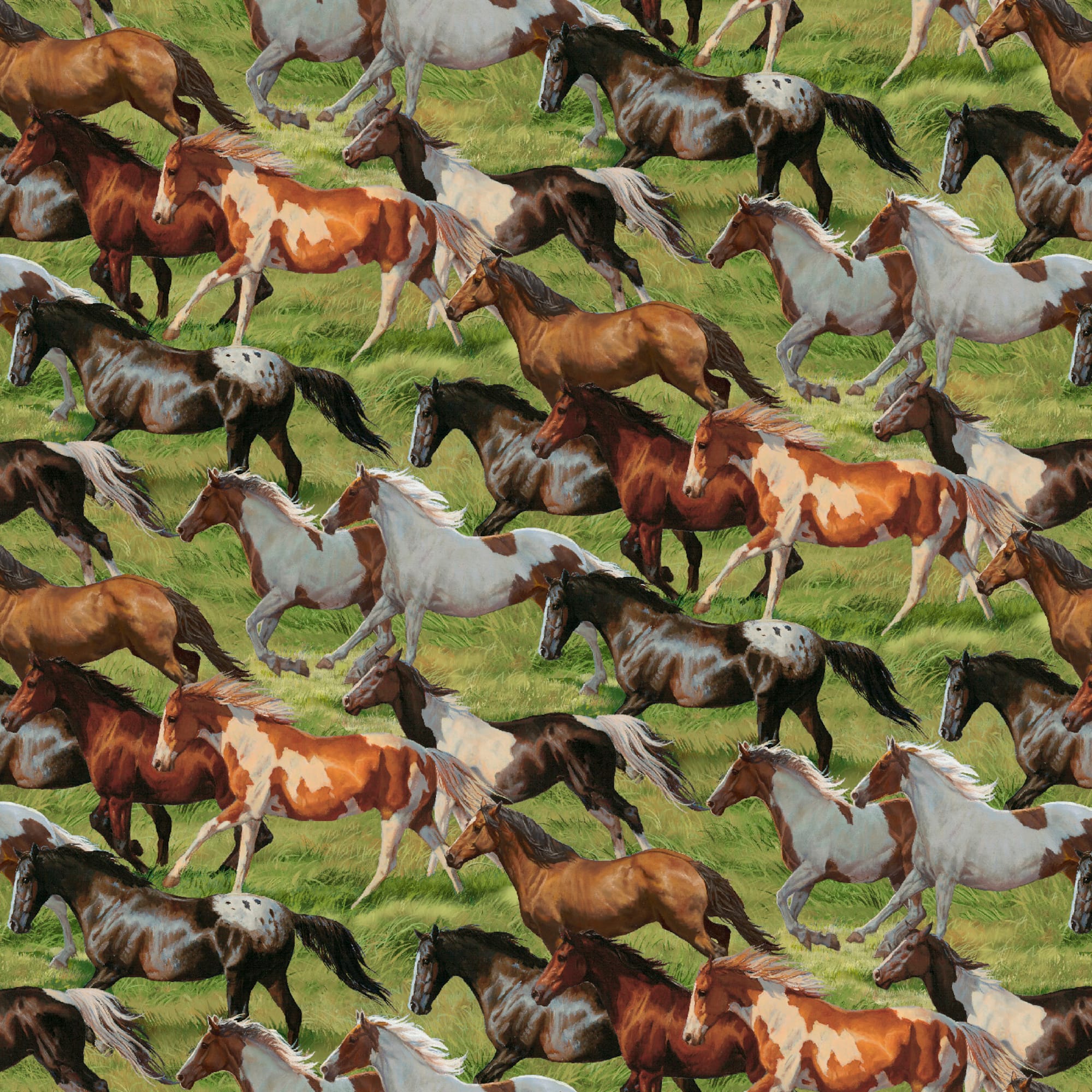 Wild Wings Horses Running Free Cotton Fabric